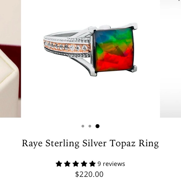 Korite Ammolite Ring- Raye Sterling Silver Topaz Ring - Picture 6 of 7